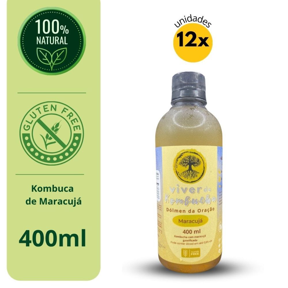 Kit Viver de Kombucha Maracujá Garrafa 400ml