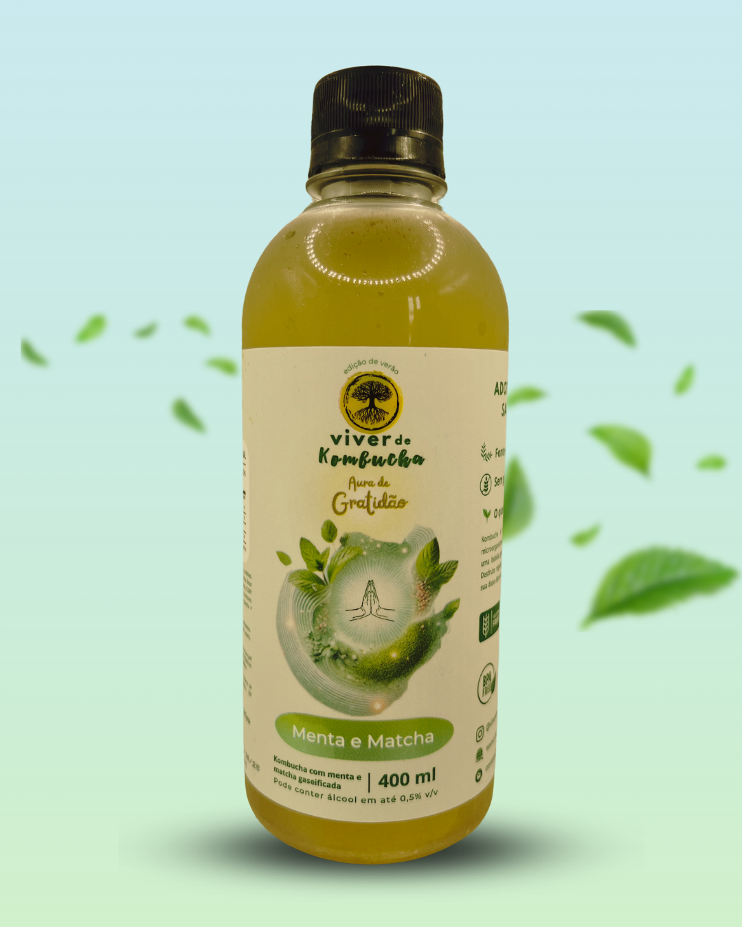 Kombucha menta e matcha 400 ml
