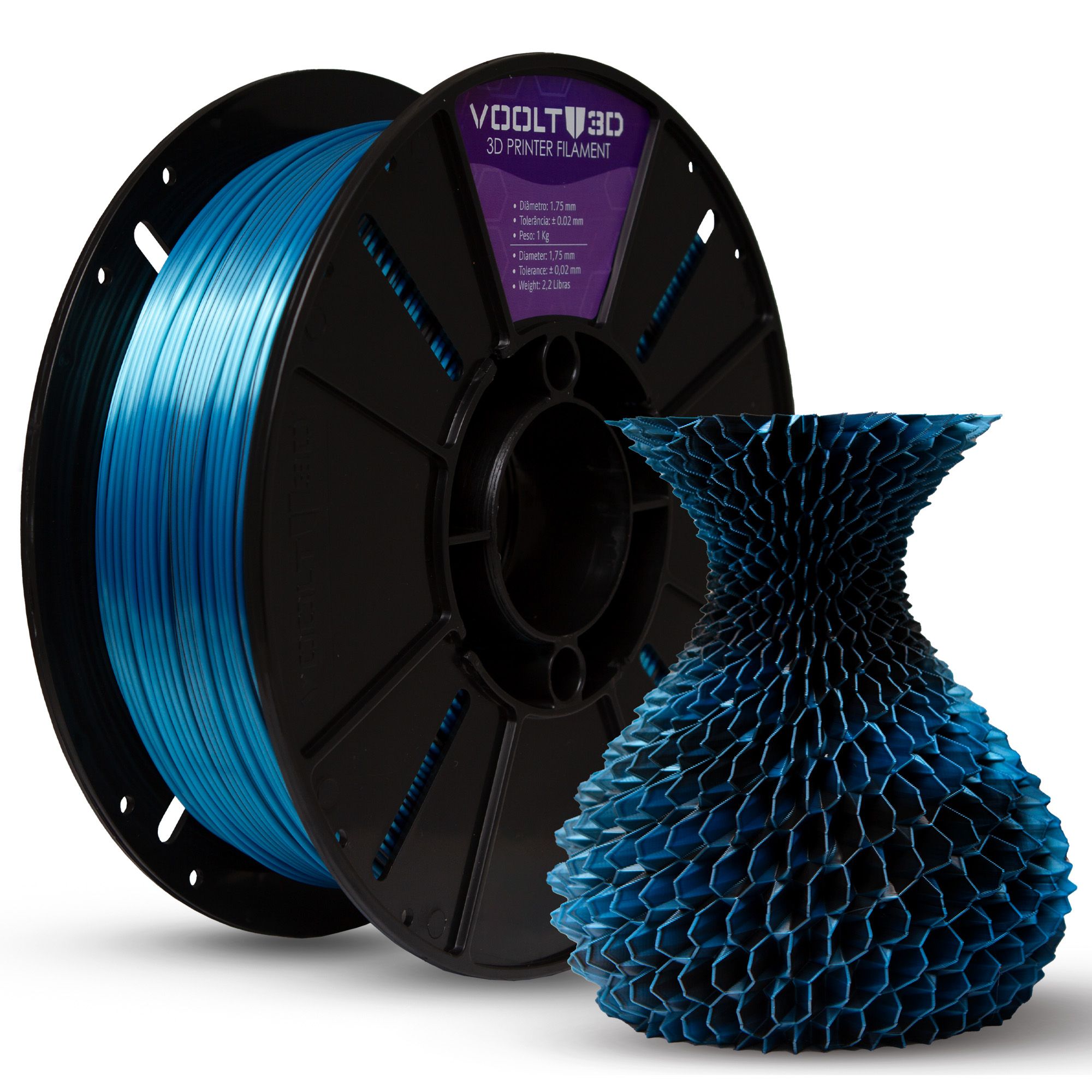 Filamento PLA Duo Color Azul e Preto - High Speed - 1,75mm 1Kg