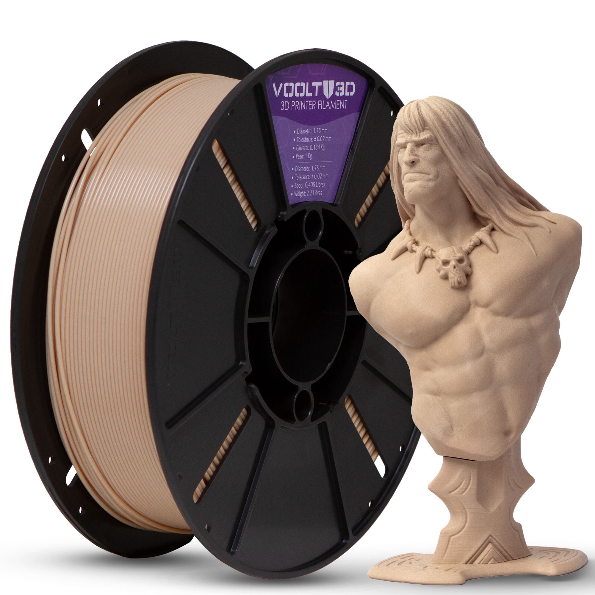 Filamento PLA Bege Caucasiano - High Speed - 1,75mm 1Kg