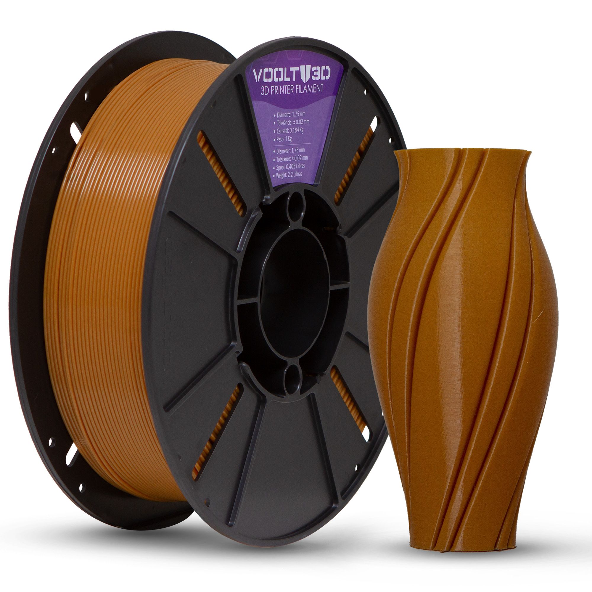 Filamento PLA Marrom Caramelo - High Speed - 1,75mm 1Kg