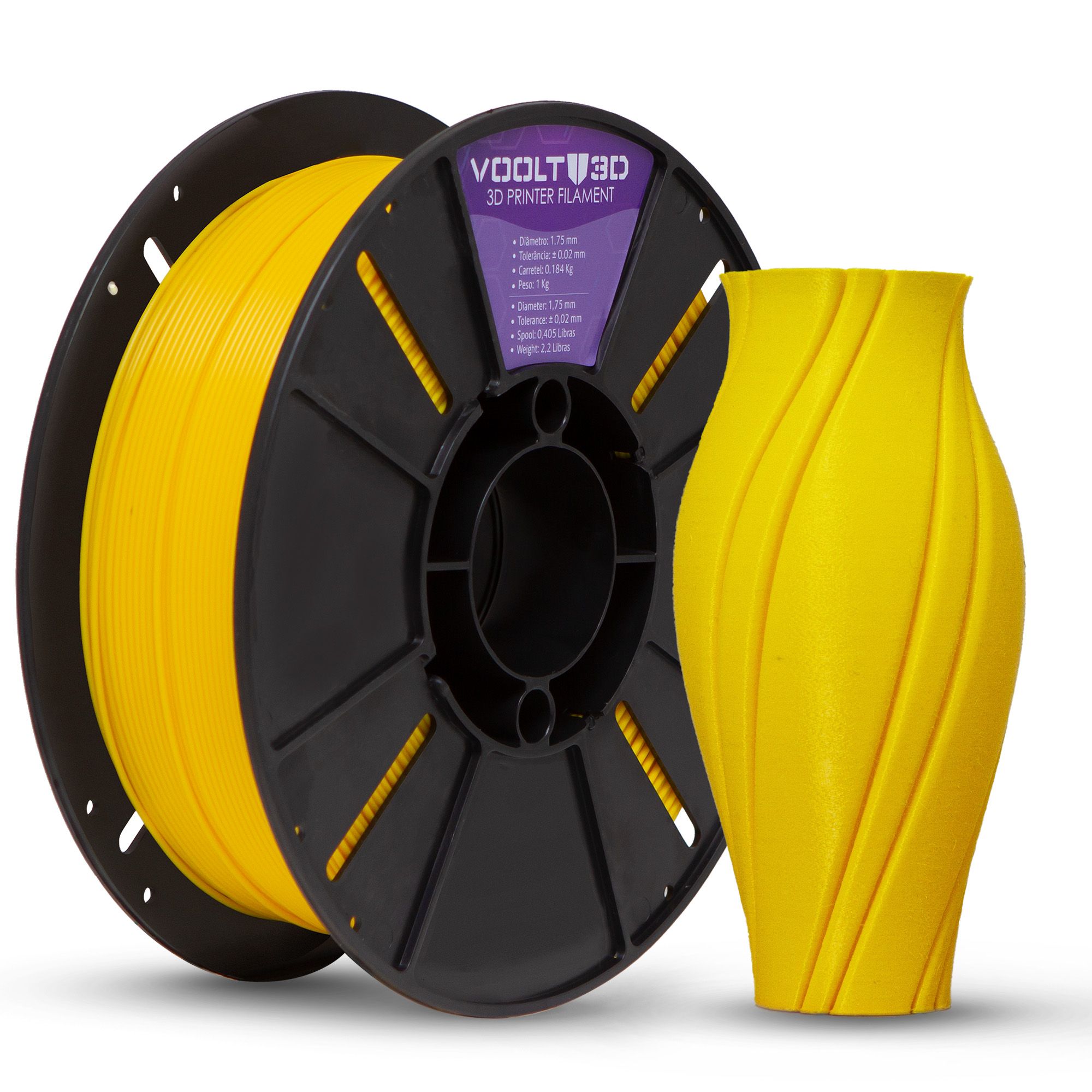 Filamento PLA Amarelo - High Speed - 1,75mm 1Kg