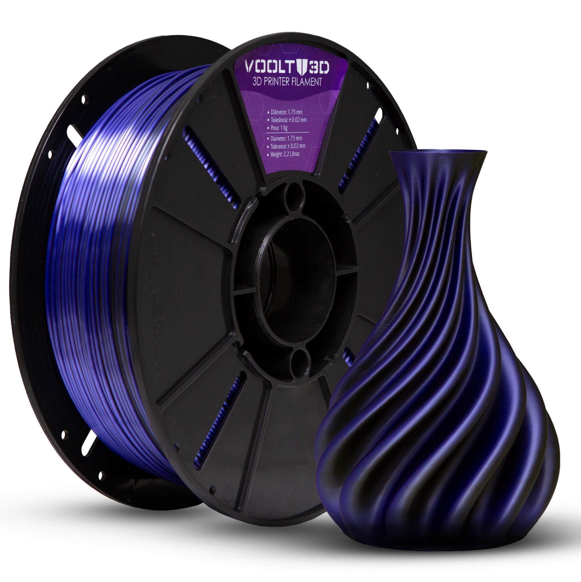 Filamento PLA Duo Color Lilás e Preto - High Speed - 1,75mm 1Kg