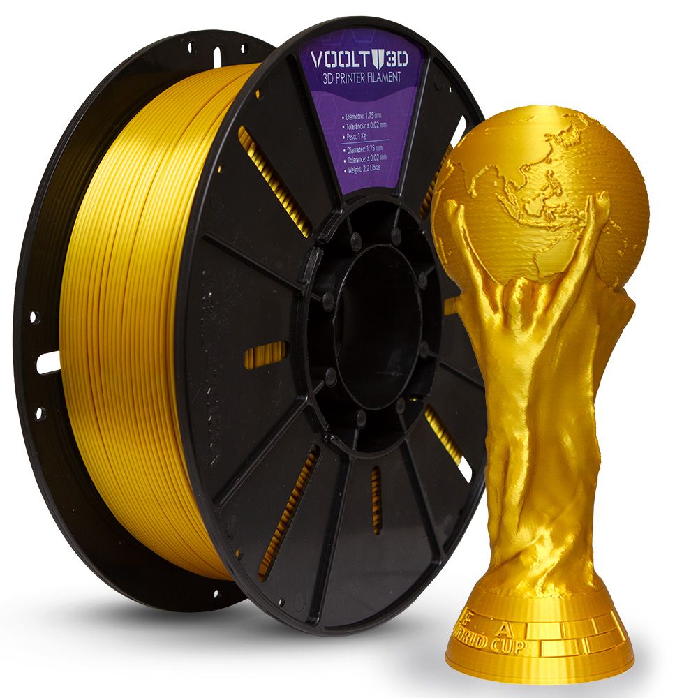 Filamento PLA Dourado V-Silk - High Speed - 1,75mm 1Kg