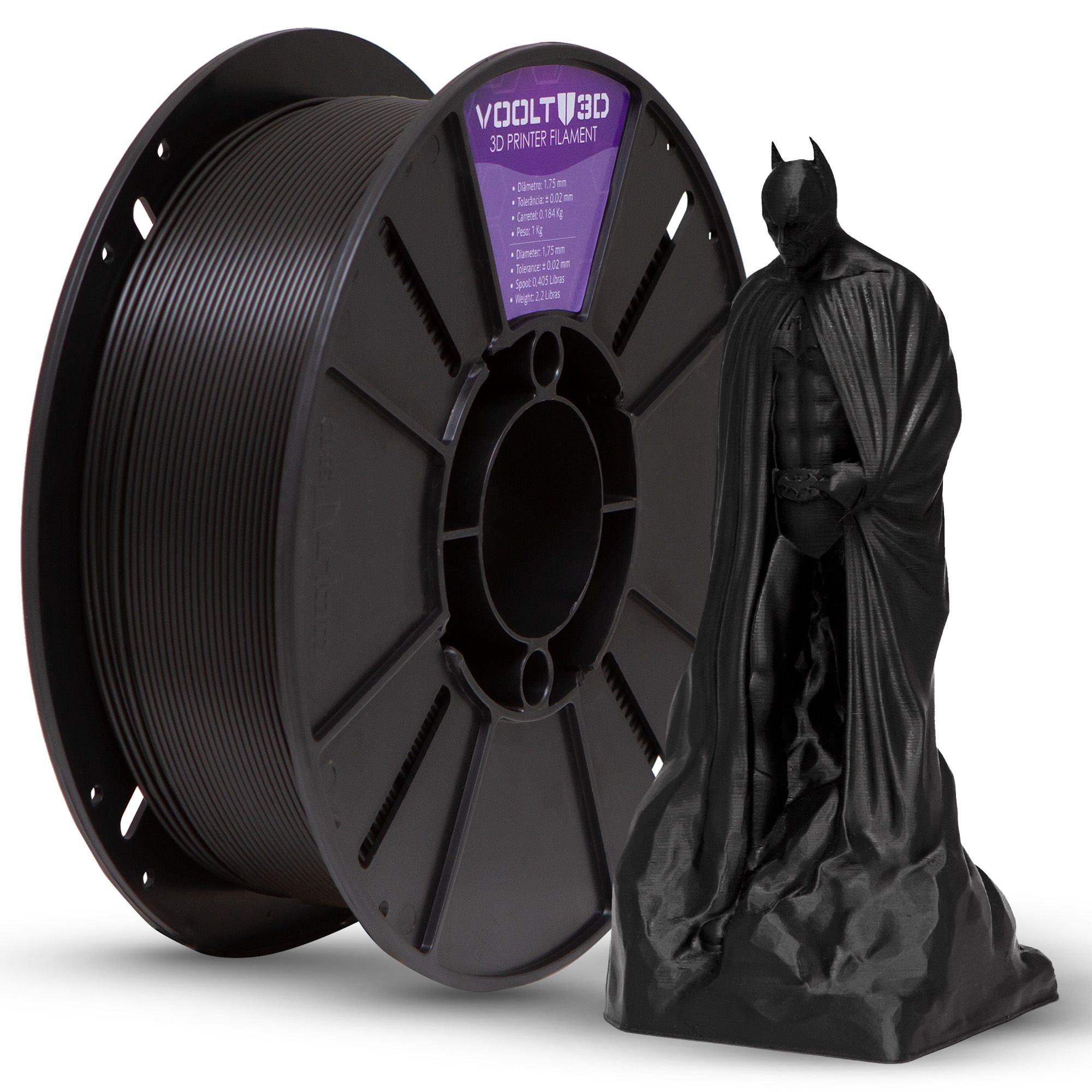 Filamento PLA Preto Velvet - High Speed - 1,75mm 1Kg