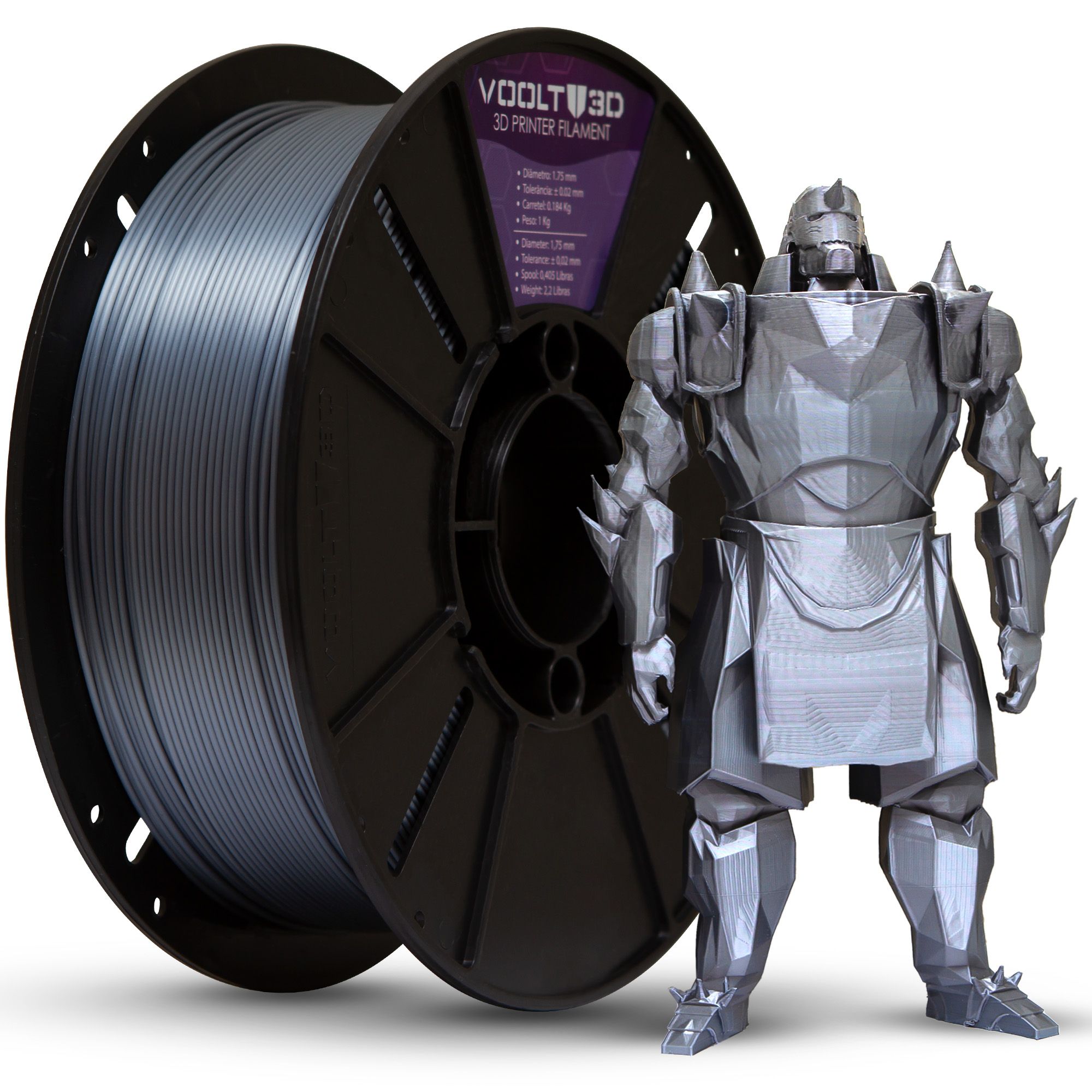 Filamento PLA Inox V-Silk - High Speed - 1,75mm 1Kg