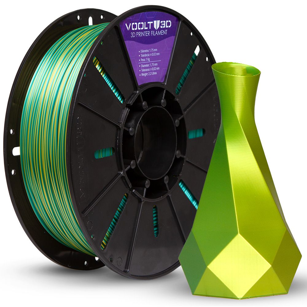 Filamento PLA Duo Color Dourado e Verde V-Silk - - High Speed - 1,75mm 1Kg