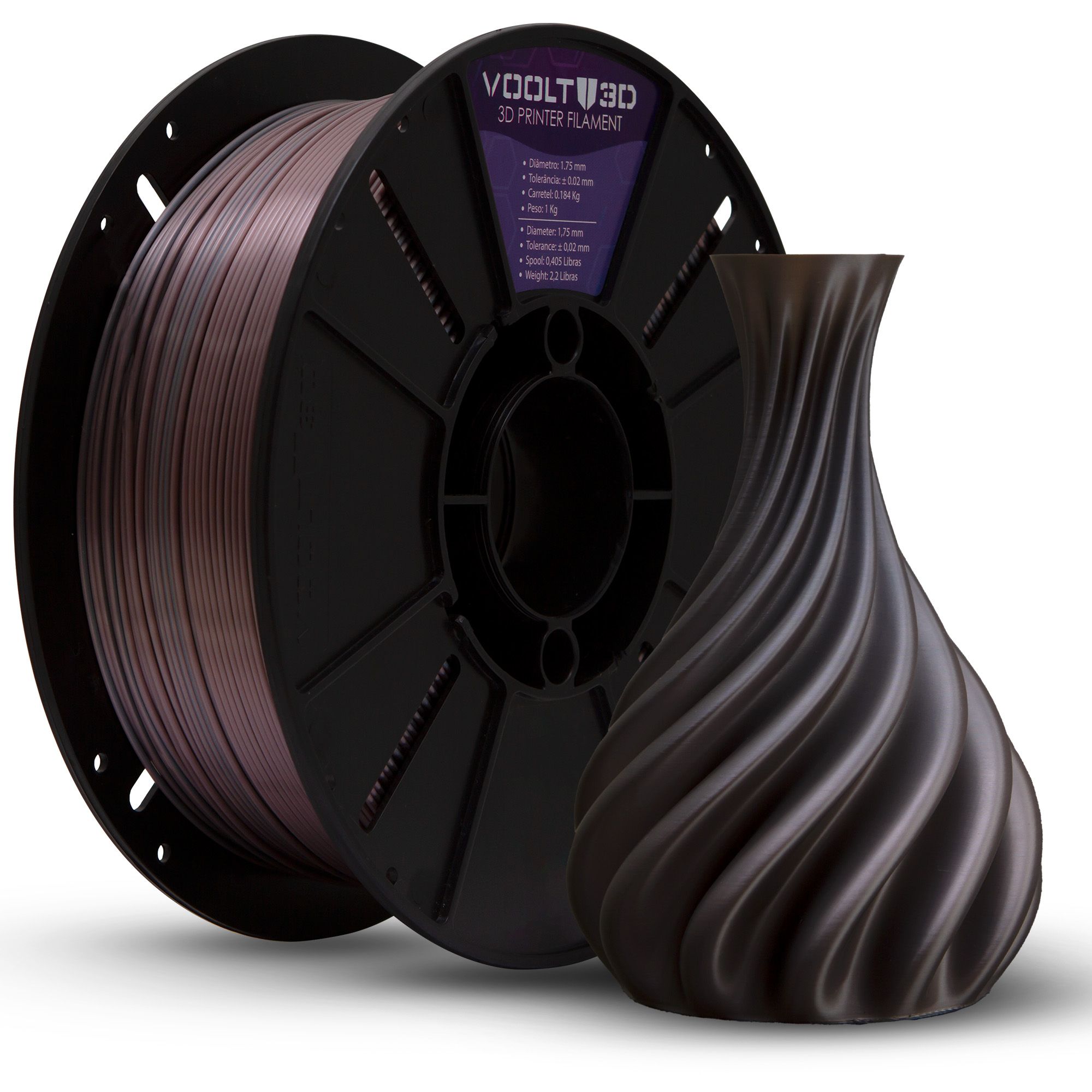 Filamento PLA Duo Color Inox e Rose Gold - High Speed - 1,75mm 1Kg