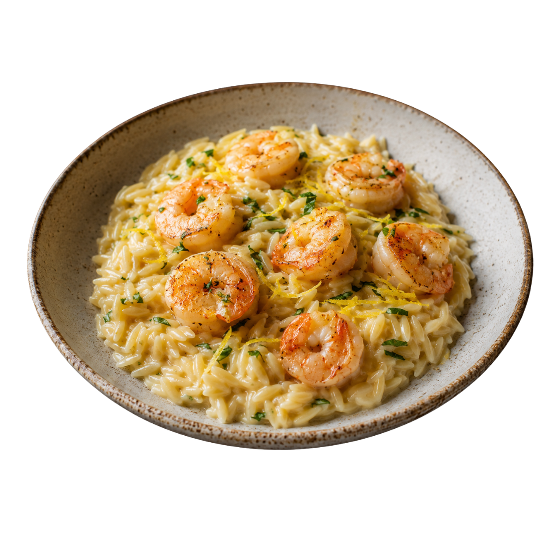 Risoni de camarão al limone