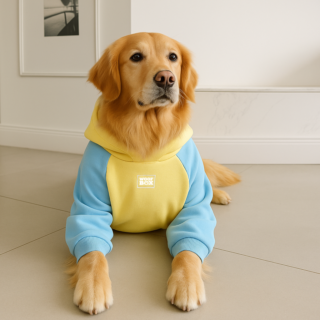 Moletom Barilo Woofbox Amarelo E Azul Para Cães