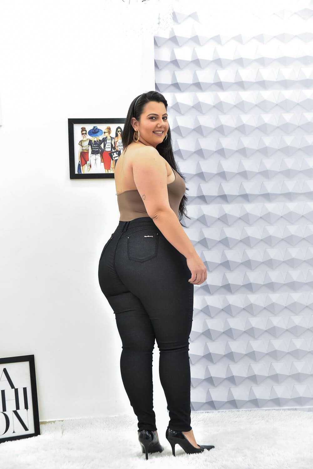 Calça Feminina Skinny Plus Bengaline Lurex Cintura Média Xtracharmy