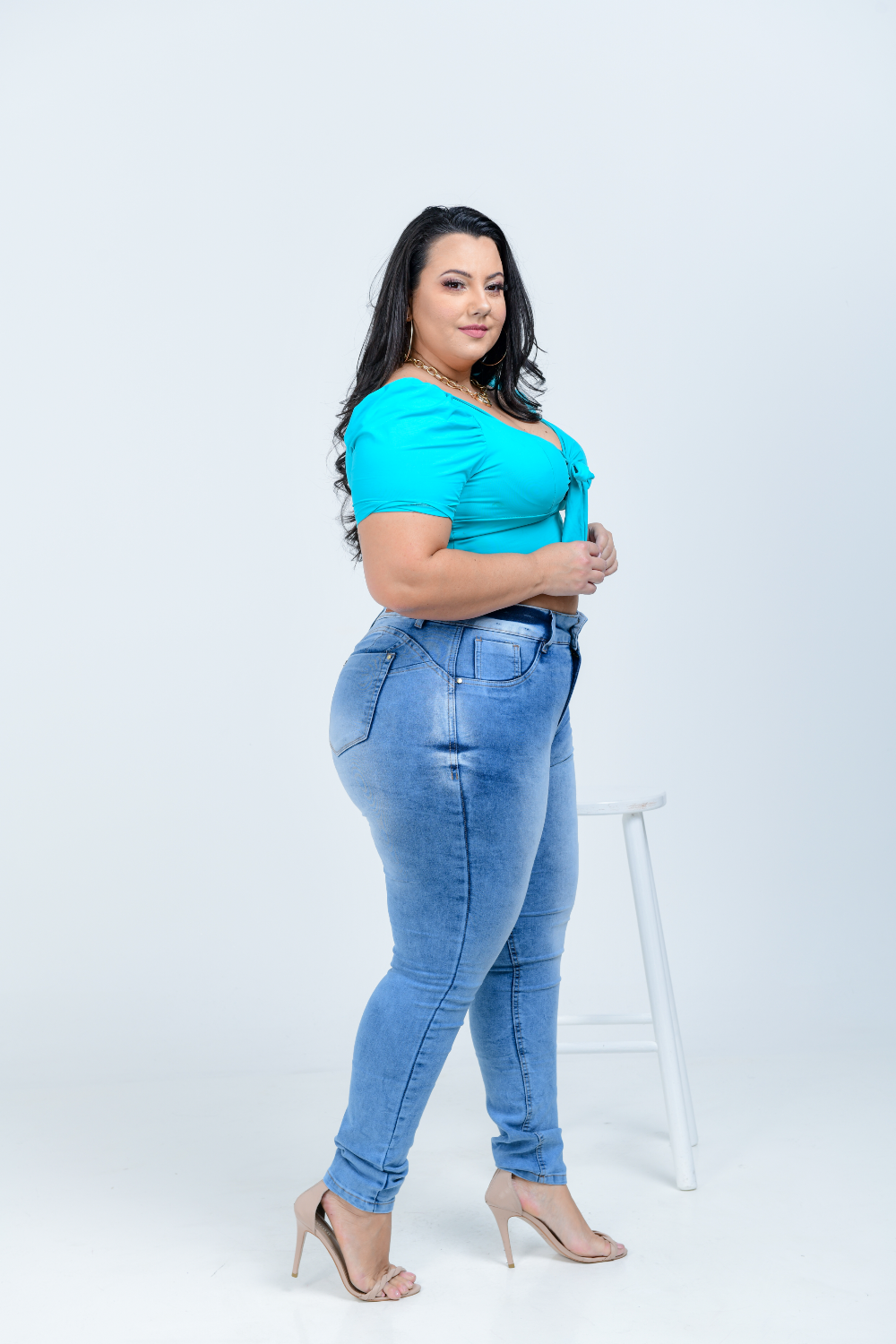 Calça Feminina Jeans Skinny Cintura Média Cinta Modeladora Xtracharmy