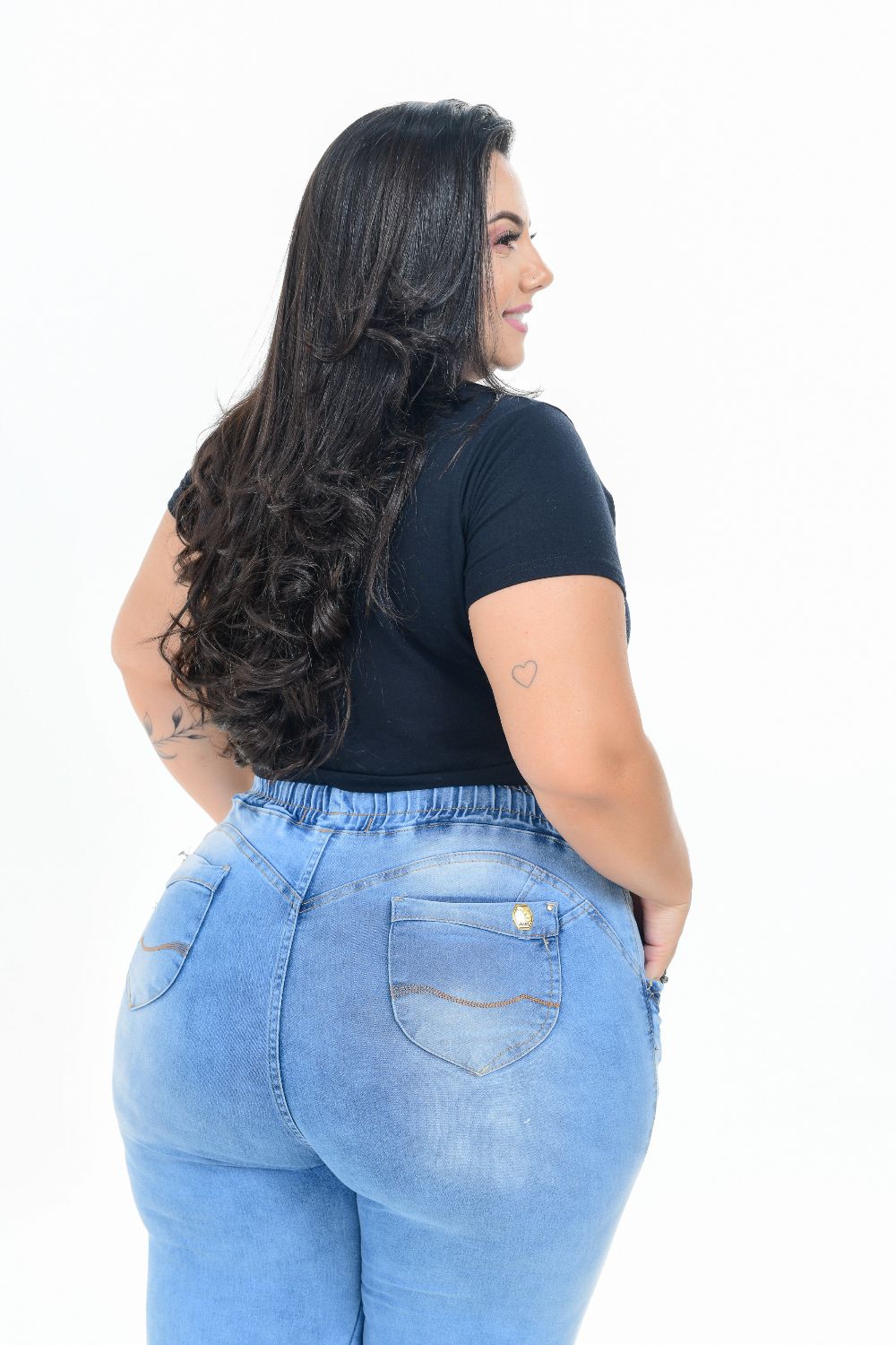 Maria João Feminina Jeans Jogger Plus Size Cintura Alta