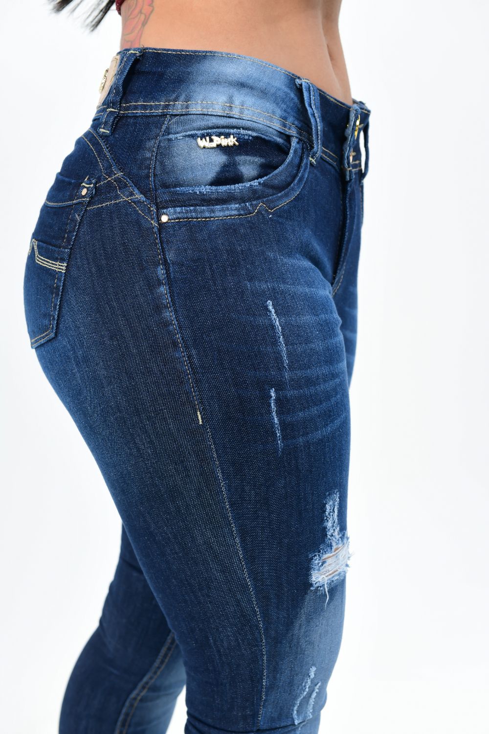 Calça Feminina Jeans Skinny Puído
