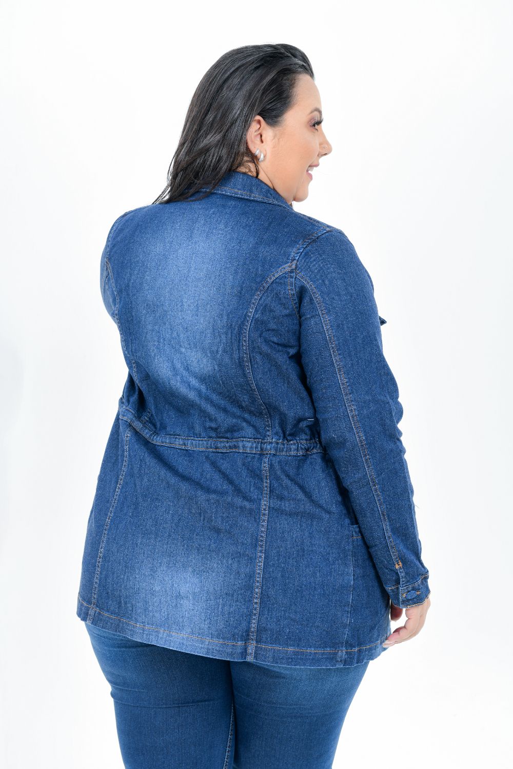 Parka Feminina Jeans Plus Size