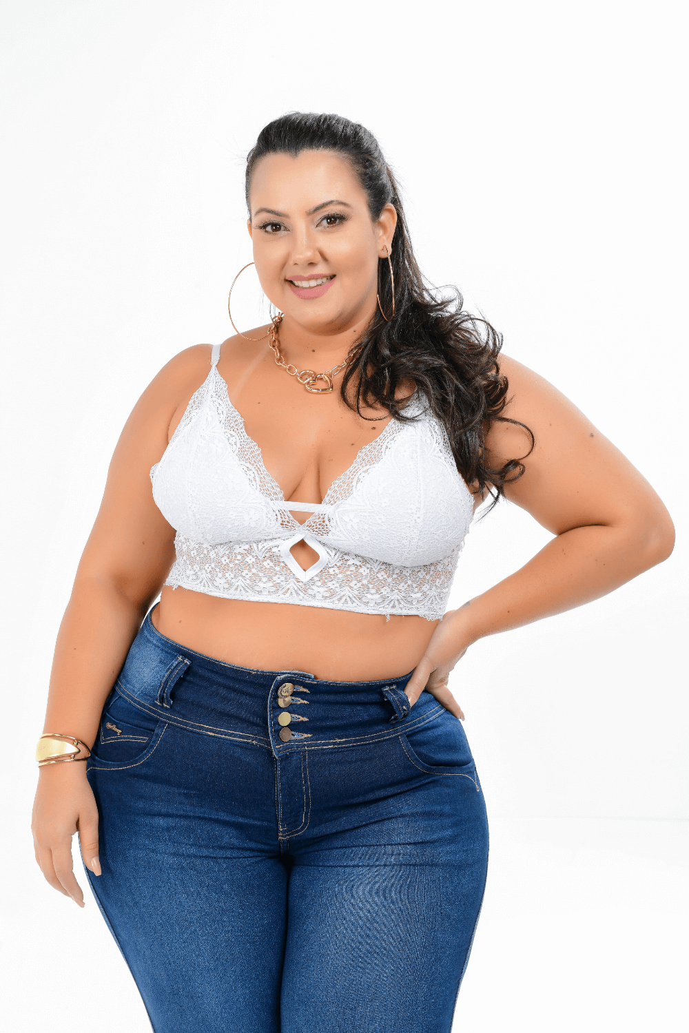 Calça Feminina Jeans Skinny Plus Size Cintura Média Xtracharmy