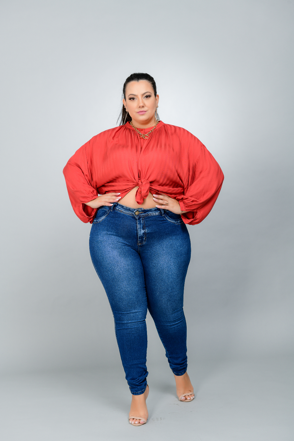 Calça Feminina Skinny Jeans Plus Size Cintura Média