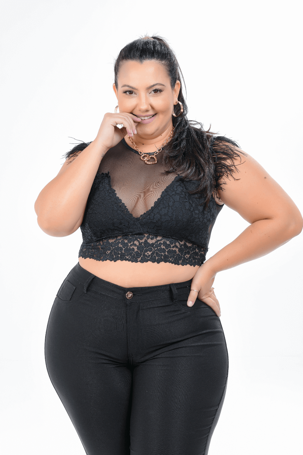 Calça Feminina Bengaline Skinny Plus Size Cintura Alta Xtracharmy