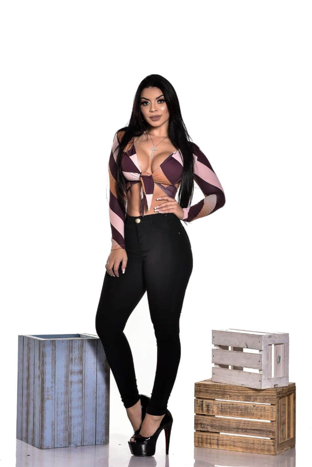 Calça Feminina Skinny Bengaline Black W.Pink