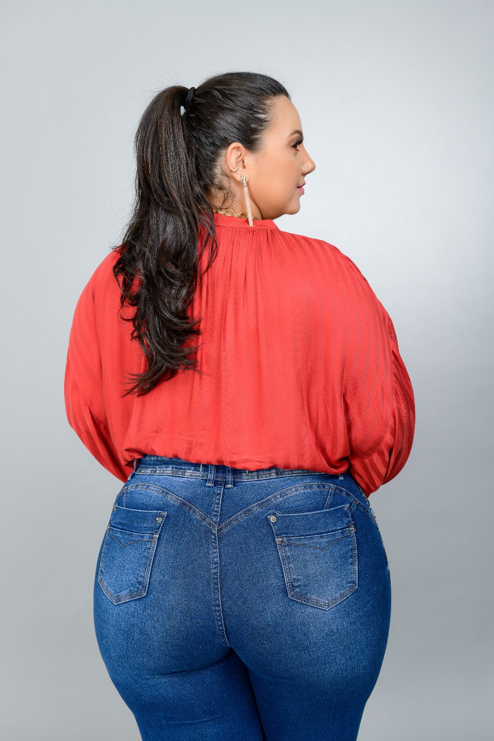 Calça Feminina Skinny Jeans Plus Size Cintura Média