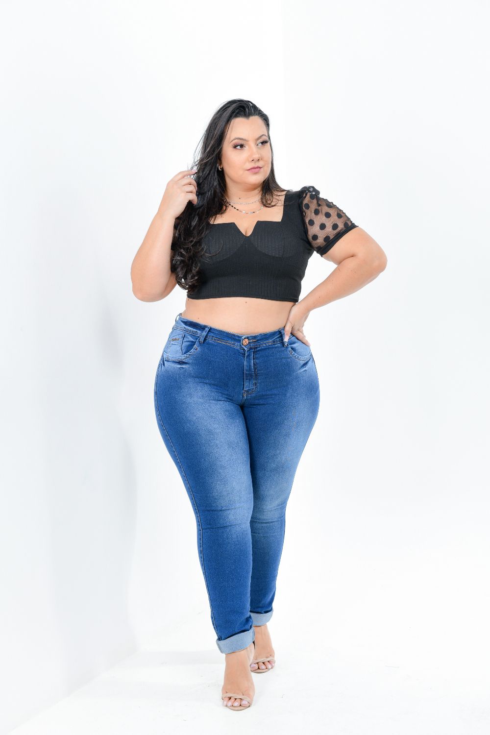 Calça Feminina Jeans Skinny Cintura Média
