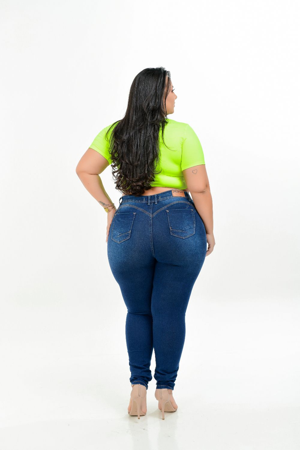 Calça Feminina Jeans Skinny Plus Size Cintura Média