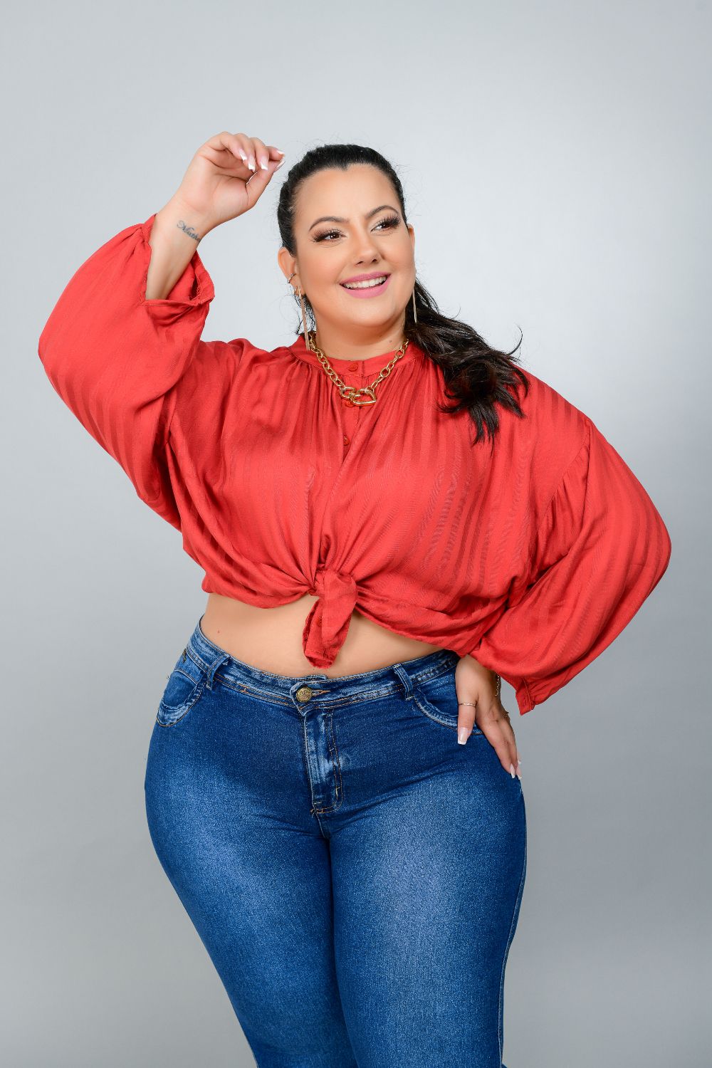 Calça Feminina Skinny Jeans Plus Size Cintura Média
