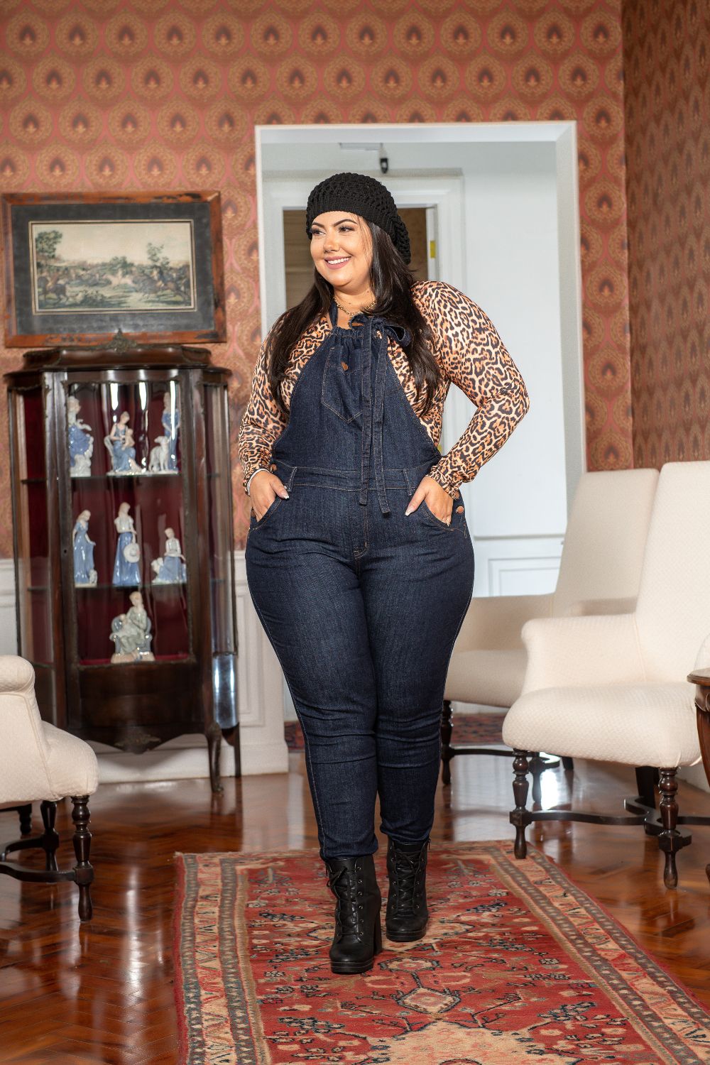 Macacão Feminino Jeans Plus Size Cintura Alta Xtracharmy