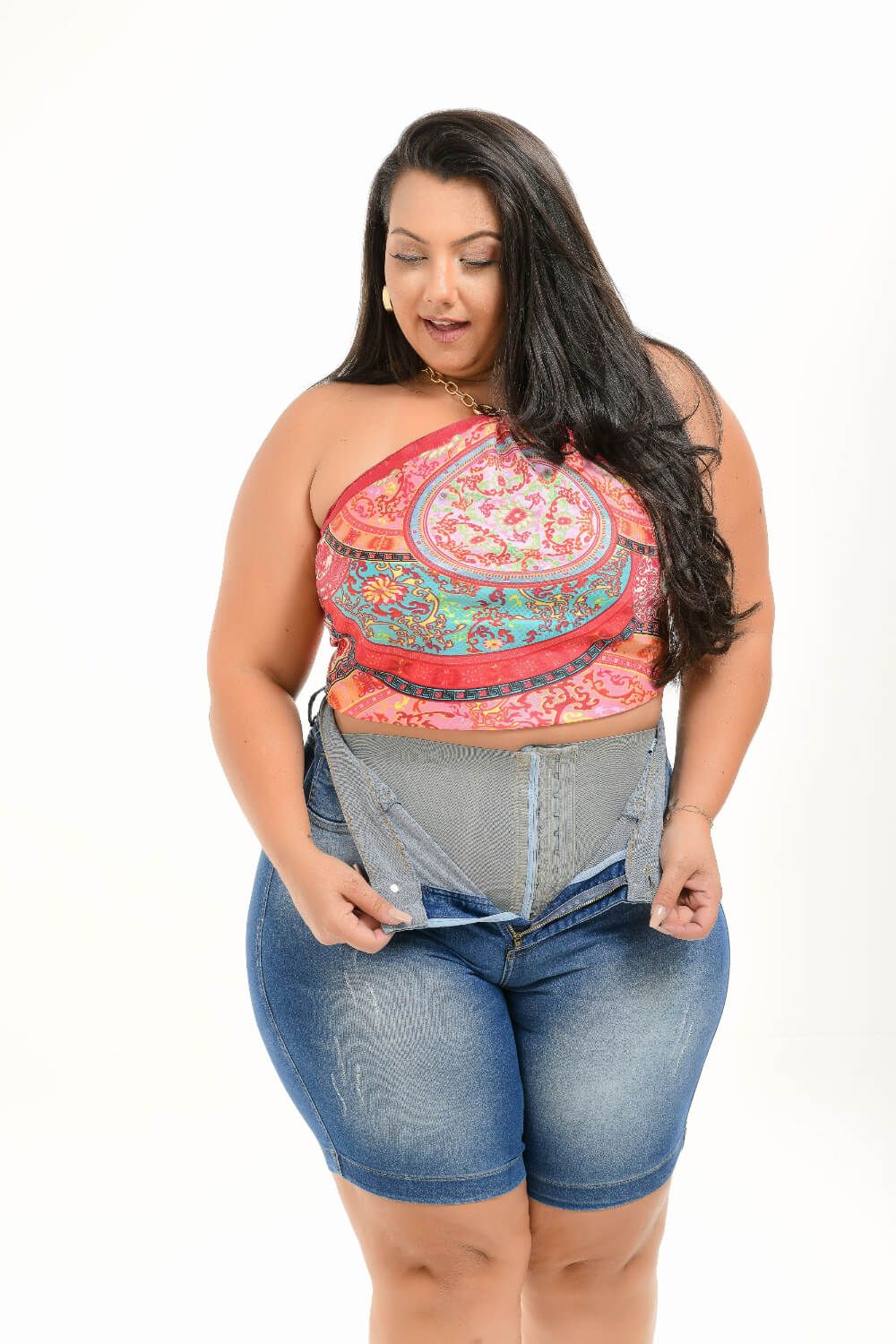 Bermuda Ciclista plus Cintura Alta c/ Cinta Modeladora Xtracharmy