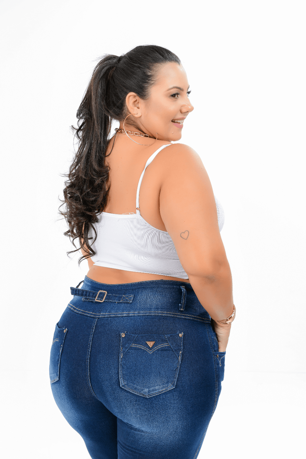 Calça Feminina Jeans Skinny Plus Size Cintura Média Xtracharmy