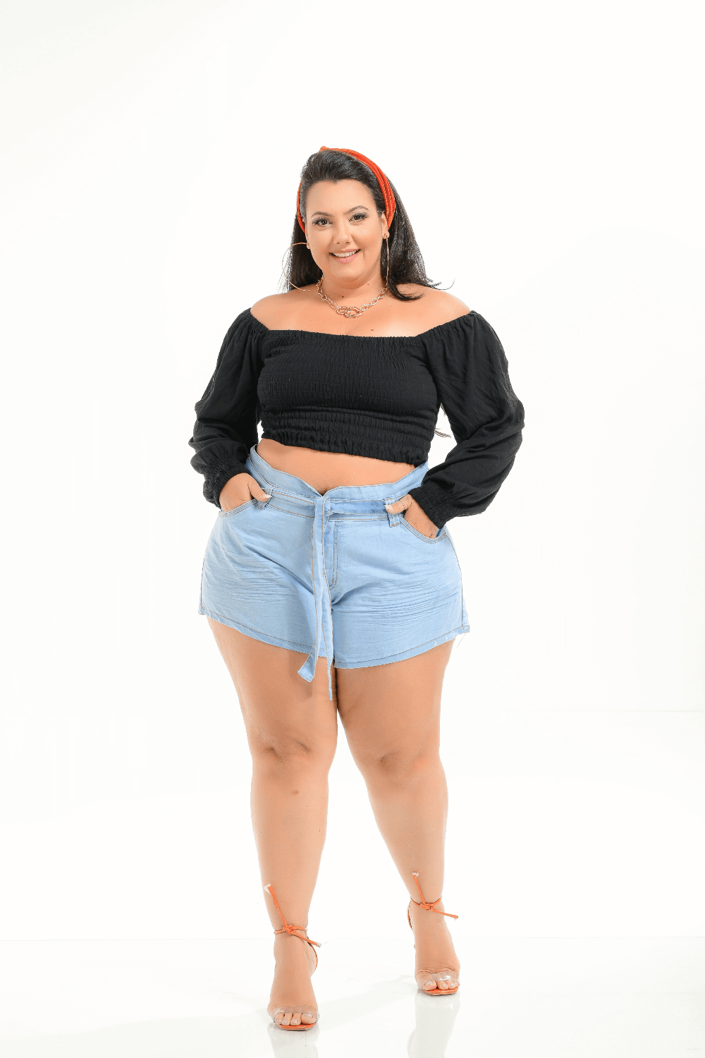 Shorts Feminino Jeans Godê Plus Size Cintura Média Xtracharmy