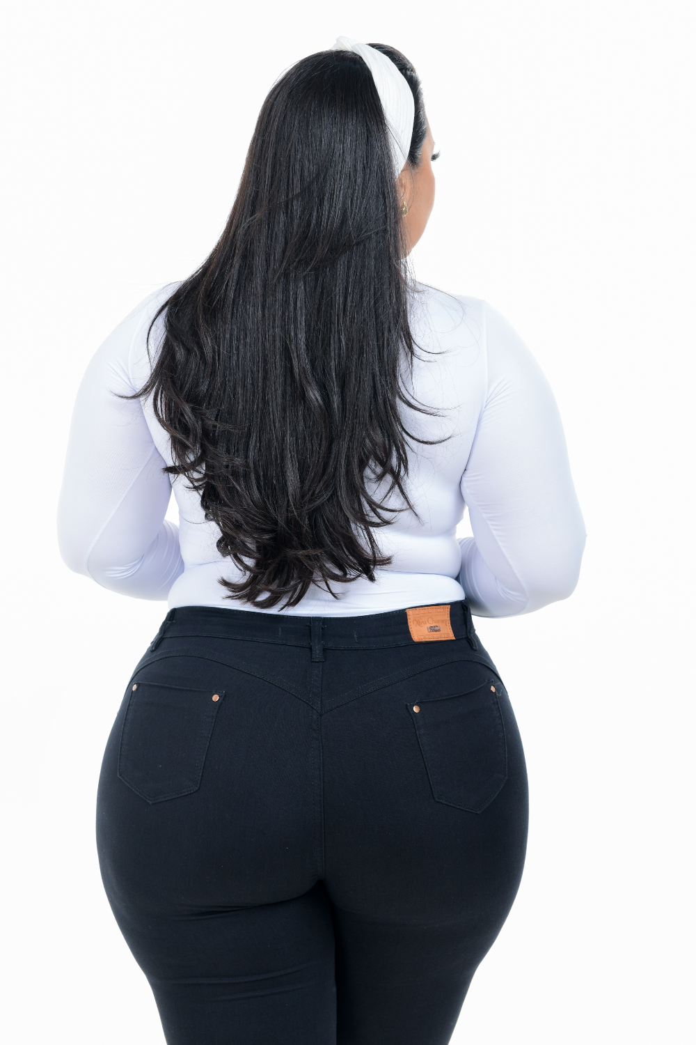 Calça Feminina Jeans Skinny Preta Plus Size Cintura Média Xtracharmy