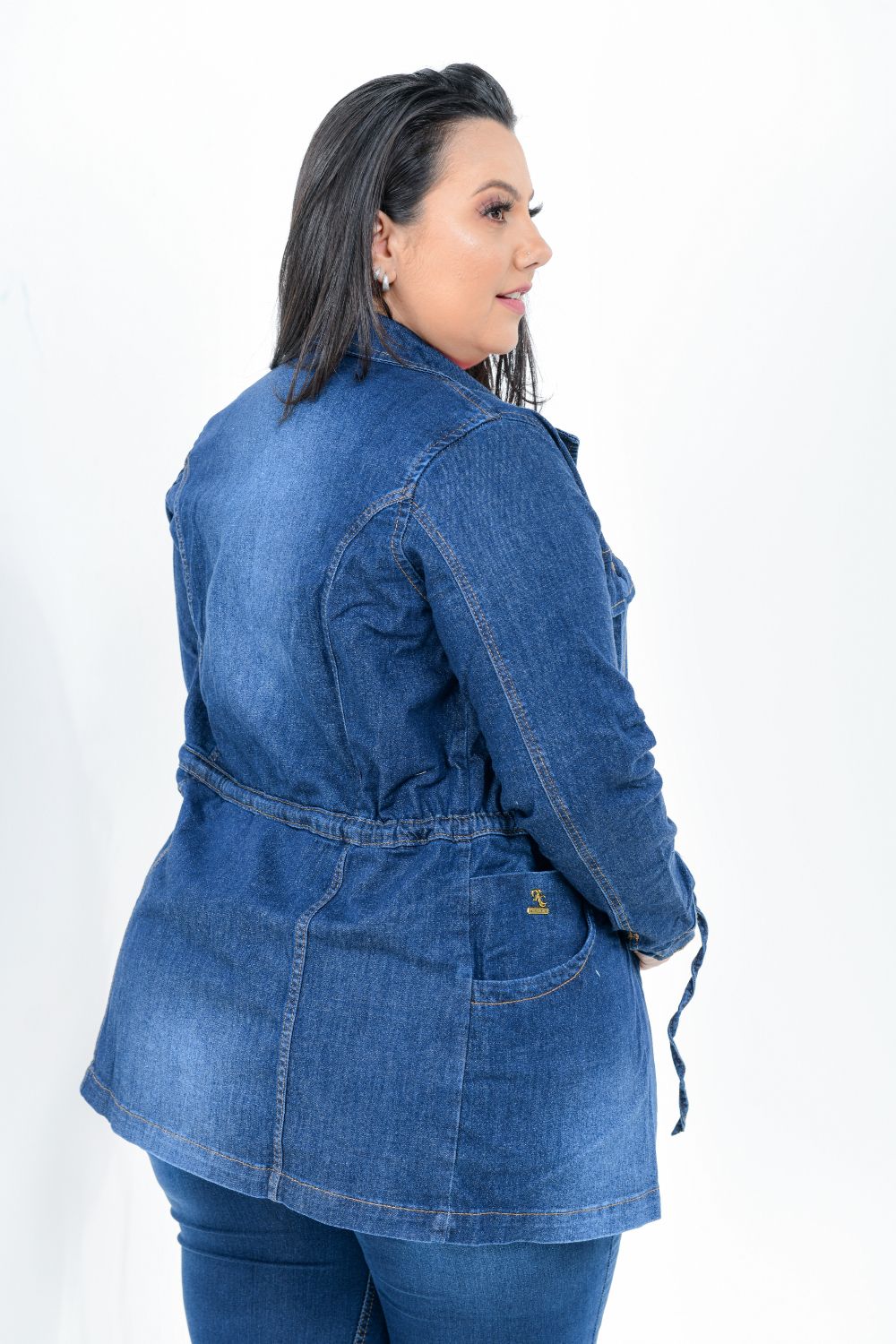 Parka Feminina Jeans Plus Size