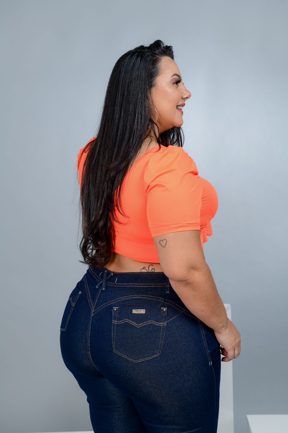 Calça Feminina Jeans Skinny Plus Size Cintura Alta