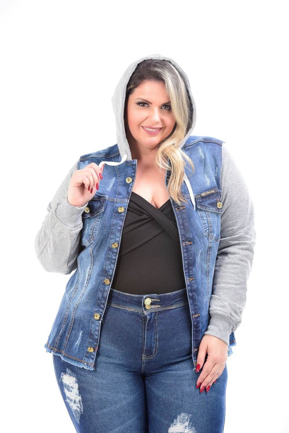 Jaqueta Feminina Jeans Plus Size