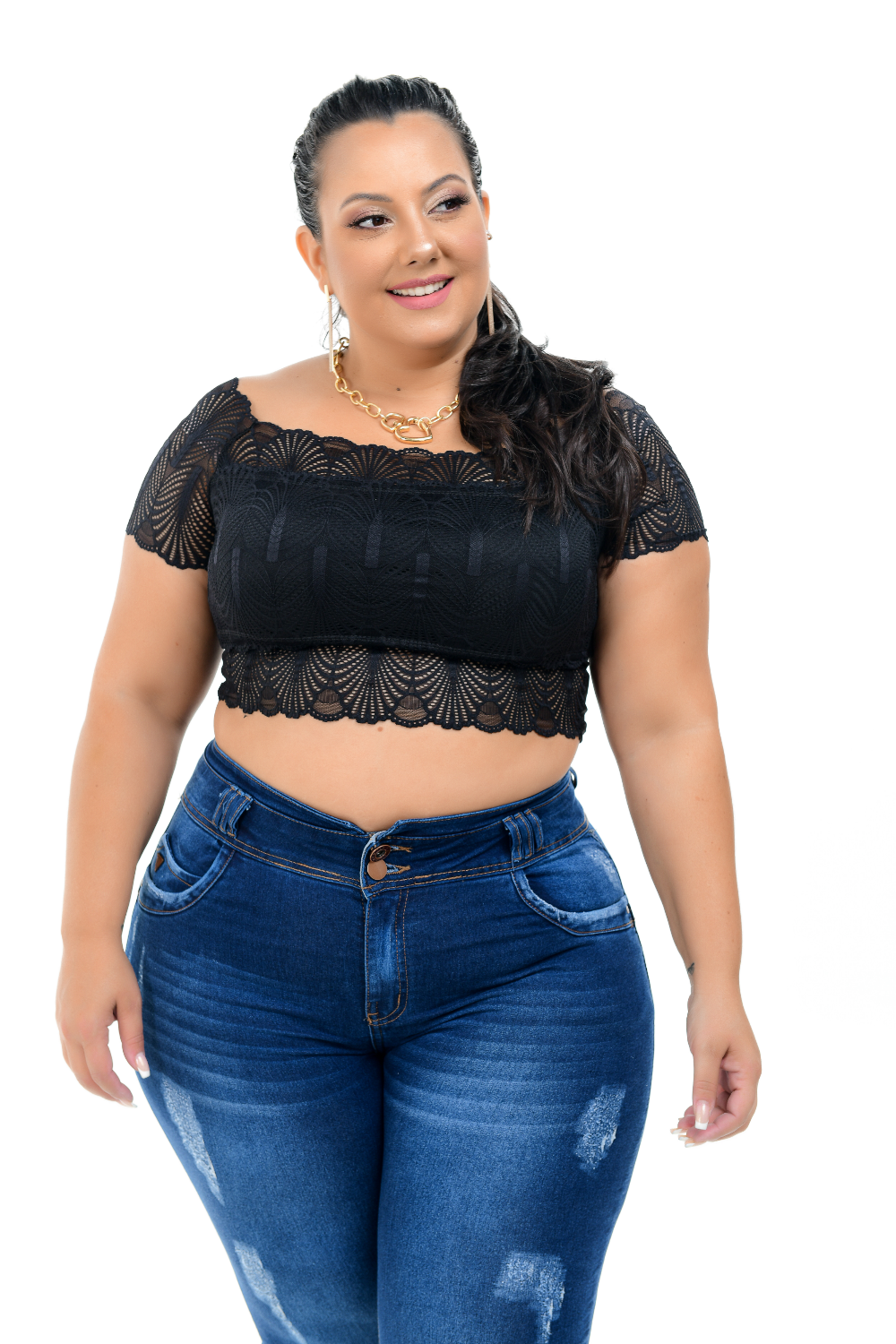 Calça Feminina Jeans Cigarrete Plus Size Cintura Alta Xtracharmy